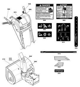 Decals Group Diagram and Parts List for 1696160-00-BP2138S 2012 Briggs and Stratton Snow Blower